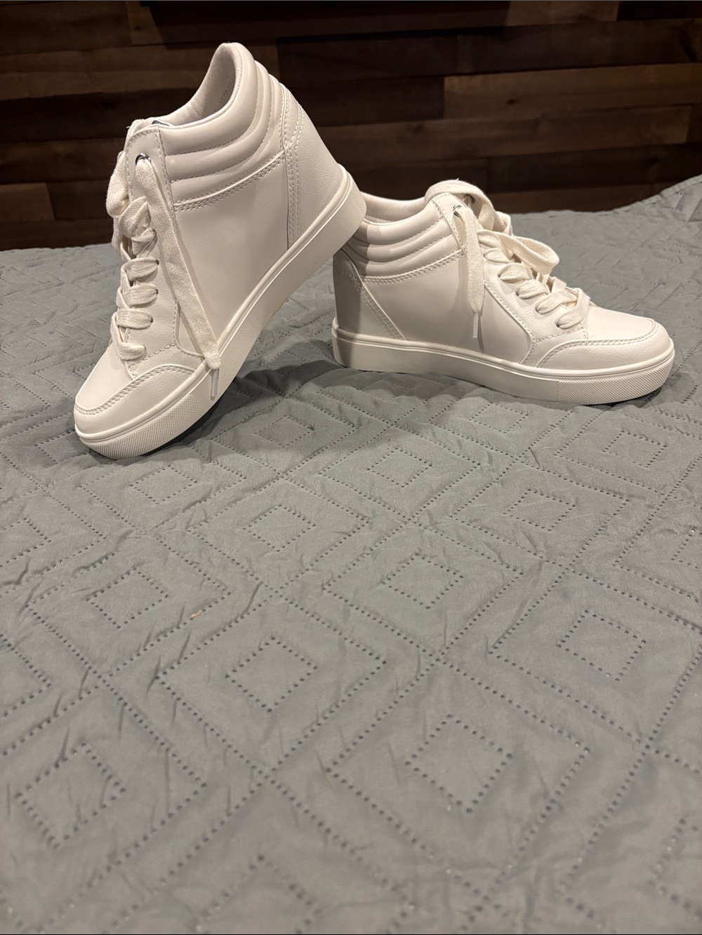 Nine West White High-Top Lace-Up Sneakers